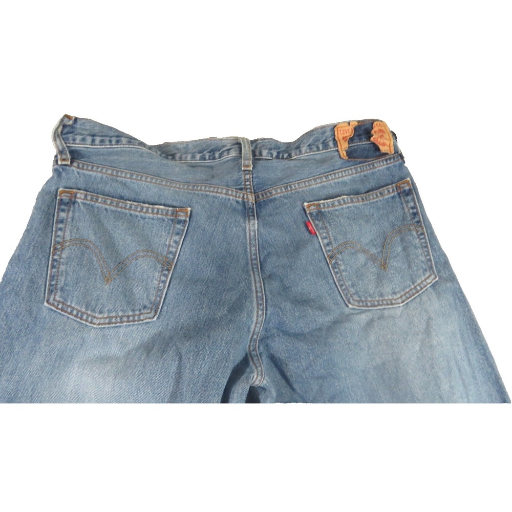 VTG Y2K Levis 527 Low Boot Cut Jeans Men 36x34 Blue Denim Distressed Faded Pants - Picture 9 of 13